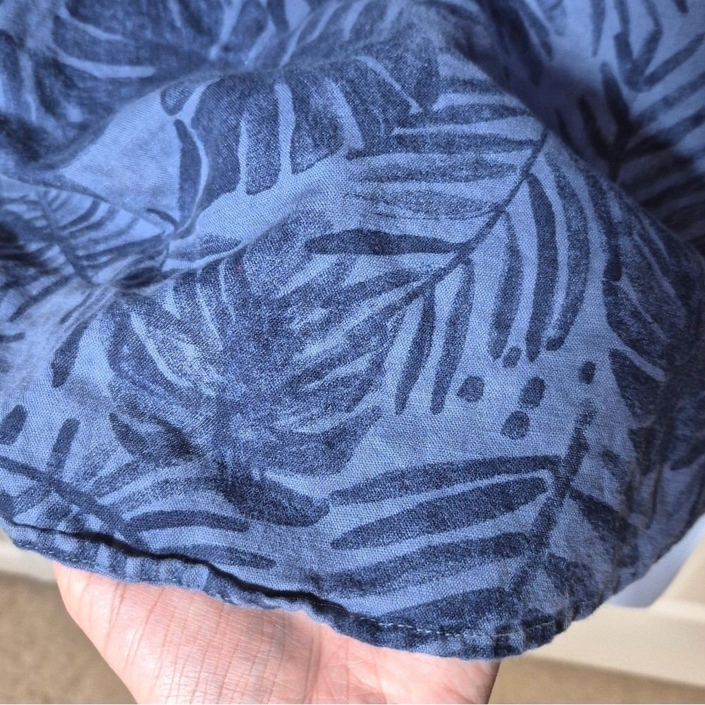 Gap Hawaiian blue linen short sleeve button shirt monsterra‎ leaf mens small - Picture 7 of 15